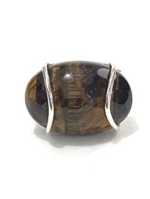 Anel - Olho de Tigre - Prata - Aro 22 - ID:340