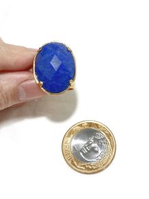 Anel - Quartzo Azul - Aro regulável 16 ao 30 - ID:5443-OVAL M
