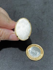 Anel - Quartzo Branco - Aro regulável 16 ao 30 - ID:5140-OVAL G