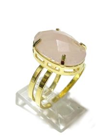 Anel - Quartzo Rosa Facetado - Regulável 18 a 30 - ID:2304