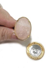 Anel - Quartzo Rosa - Aro regulável 16 ao 30 - ID:5004-OVAL G