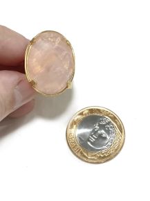 Anel - Quartzo Rosa - Aro regulável 16 ao 30 - ID:5004-OVAL M