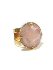 Anel - Quartzo Rosa - Aro regulável 16 ao 30 - ID:5004-REDONDO