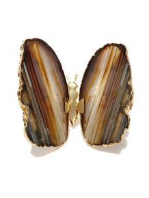 Borboleta - Ágata Marrom - Dourada - ID:3812