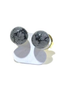 Brinco - Obsidiana Flocos de Neve - Esfera 8mm - ID:1419