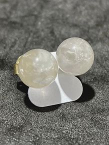 Brinco - Quartzo Branco - Esfera 10mm - ID:1257