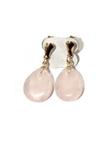 Brinco - Quartzo Rosa - Gota - ID:5495