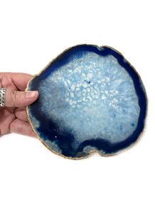 Chapa - Agata Azul - Borda Banhada - 16cm - ID:5366