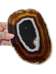 Chapa - Agata Negra - Borda Banhada - 20cm - ID:4901