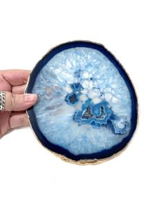 Chapa - Agata Azul - Borda Banhada - 16.5 cm - ID:936