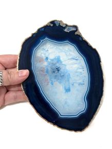 Chapa - Agata Azul - Borda Banhada - 18.6 cm - ID:5463