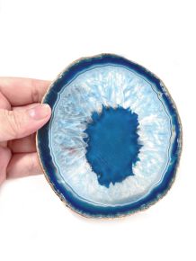 Chapa - Agata Azul - Borda Banhada - 12.8cm - ID:15