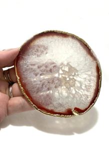 Chapa - Agata Natural - Borda Banhada - 11.5cm - ID:1307