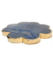 Porta Copos - Quartzo Azul - Trevo Borda Banhada - 12 cm - ID:5390