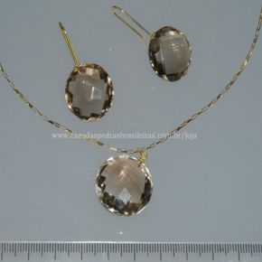 Conjunto - Quartzo Fumê - Ouro - ID:728