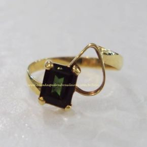 Anel - Turmalina Verde - Ouro - Aro 17 - ID:2525