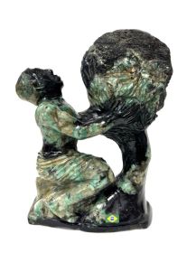 Escultura - Garimpeiro sob Árvore - Esmeralda Natural – 21 cm - ID:5507