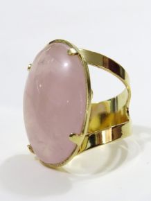 Anel - Quartzo Rosa - Aro regulável - ID:5016