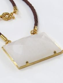 Colar - Medalha Quartzo Branco - ID:5028