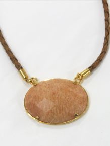 Colar - Medalha Calcita Laranja - ID:5031