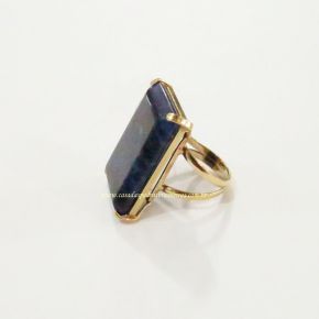 Anel - Sodalita - Dourado - Aro 20 - ID:2307