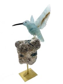 Pássaro - Beija Flor - Ônix Azul e Turmalina Azul - GG - ID:5580