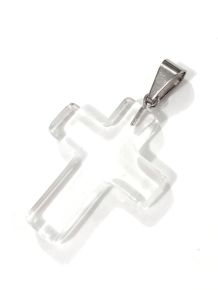 Pingente - Cristal de Quartzo - Crucifixo - ID:4325