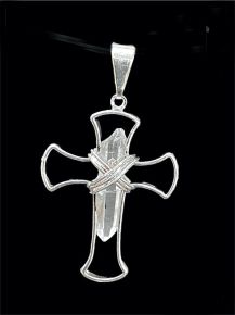 Pingente - Cristal de Quartzo - Crucifixo - ID:3771