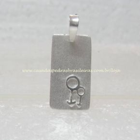 Pingente - placa - Prata - ID:3083