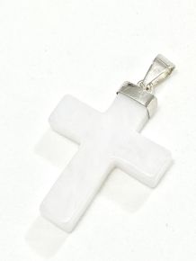 Pingente - Quartzo Branco - Crucifixo - ID:4464