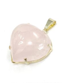 Pingente - Quartzo Rosa - Coração - ID:3473