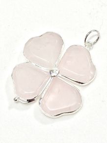 Pingente - Quartzo Rosa - Trevo - ID:4403