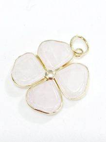 Pingente - Quartzo Rosa - Trevo - ID:846