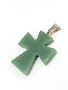 Pingente - Quartzo Verde - Cruz de Malta - ID:4340
