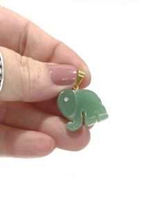 Pingente - Quartzo Verde - Elefante - ID:1180