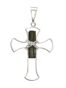 Pingente - Turmalina Verde - Crucifixo - ID:1411