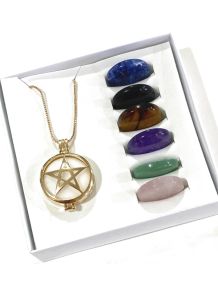 Colar - Relicário 7 Pedras Naturais - ID:5456