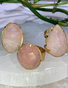 Anel - Quartzo Rosa - Aro regulável - ID:5004