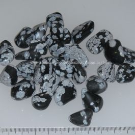 Pedra Rolada - Obsidiana Negra Flocada - 1.5 a 2cm - ID:482