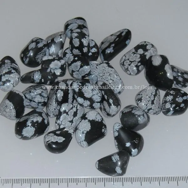 Pedra Rolada - Obsidiana Negra Flocada - 1.5 a 2cm - ID:482